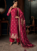 Load image into Gallery viewer, Ruby Pink Designer Viscose Salwar Suit having Zari work