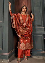 Load image into Gallery viewer, Salamander Orange Designer Viscose Salwar Suit having Zari work