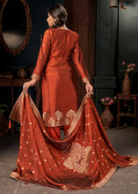 Load image into Gallery viewer, Salamander Orange Designer Viscose Salwar Suit having Zari work