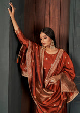 Load image into Gallery viewer, Salamander Orange Designer Viscose Salwar Suit having Zari work