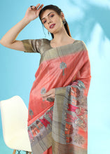 Load image into Gallery viewer, Brink Pink Printed Tussar Silk Saree