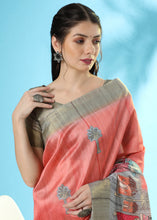 Load image into Gallery viewer, Brink Pink Printed Tussar Silk Saree