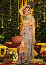 Load image into Gallery viewer, Apricot Orange Printed Tussar Silk Saree