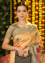 Load image into Gallery viewer, Apricot Orange Printed Tussar Silk Saree