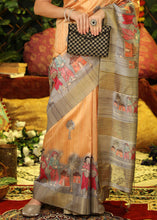 Load image into Gallery viewer, Apricot Orange Printed Tussar Silk Saree