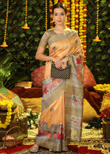 Load image into Gallery viewer, Apricot Orange Printed Tussar Silk Saree