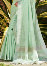 Load image into Gallery viewer, Pastel Green Zari Woven Tissue Linen Saree