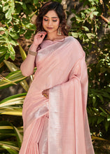 Load image into Gallery viewer, Mauvelous Pink Zari Woven Tissue Linen Saree