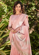 Load image into Gallery viewer, Mauvelous Pink Zari Woven Tissue Linen Saree