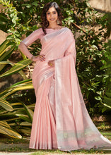 Load image into Gallery viewer, Mauvelous Pink Zari Woven Tissue Linen Saree