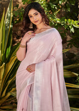 Load image into Gallery viewer, Baby Pink Zari Woven Tissue Linen Saree
