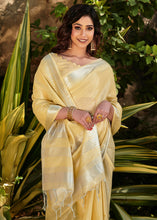 Load image into Gallery viewer, Blonde Yellow Zari Woven Tissue Linen Saree