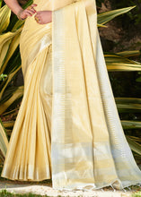 Load image into Gallery viewer, Blonde Yellow Zari Woven Tissue Linen Saree