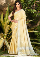 Load image into Gallery viewer, Blonde Yellow Zari Woven Tissue Linen Saree