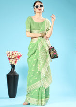 Load image into Gallery viewer, Pastel Green Chikankari Weaving Cotton Saree