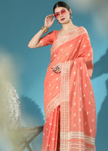 Load image into Gallery viewer, Starfish Orange Chikankari Weaving Cotton Saree
