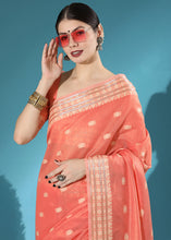 Load image into Gallery viewer, Starfish Orange Chikankari Weaving Cotton Saree