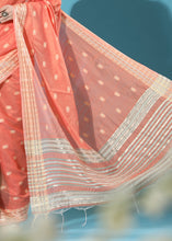 Load image into Gallery viewer, Starfish Orange Chikankari Weaving Cotton Saree