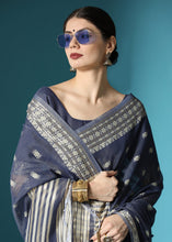 Load image into Gallery viewer, Capri Blue Chikankari Weaving Cotton Saree