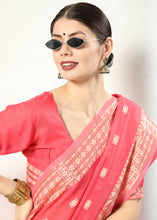 Load image into Gallery viewer, Brink Pink Chikankari Weaving Cotton Saree