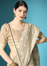 Load image into Gallery viewer, Light Brown Chikankari Weaving Cotton Saree