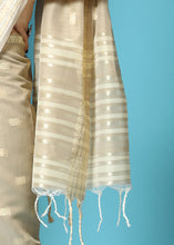 Load image into Gallery viewer, Light Brown Chikankari Weaving Cotton Saree