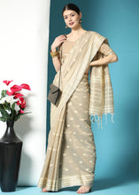 Load image into Gallery viewer, Light Brown Chikankari Weaving Cotton Saree