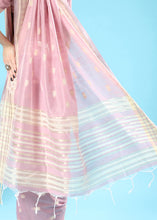 Load image into Gallery viewer, Periwinkle Purple Chikankari Weaving Cotton Saree
