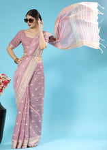 Load image into Gallery viewer, Periwinkle Purple Chikankari Weaving Cotton Saree