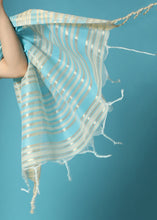 Load image into Gallery viewer, Firozi Blue Chikankari Weaving Cotton Saree