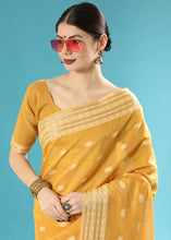 Load image into Gallery viewer, Honey Yellow Chikankari Weaving Cotton Saree