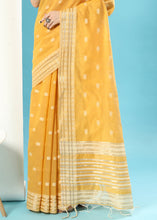 Load image into Gallery viewer, Honey Yellow Chikankari Weaving Cotton Saree