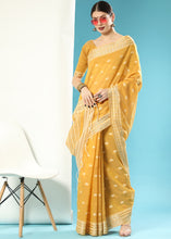 Load image into Gallery viewer, Honey Yellow Chikankari Weaving Cotton Saree