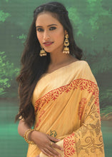 Load image into Gallery viewer, Mustard Yellow Cotton Silk Saree having Block Prints