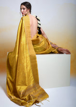 Load image into Gallery viewer, Mustard Yellow Zari Woven Cotton Silk Saree