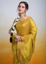 Load image into Gallery viewer, Mustard Yellow Zari Woven Cotton Silk Saree