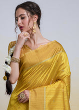 Load image into Gallery viewer, Mustard Yellow Zari Woven Cotton Silk Saree