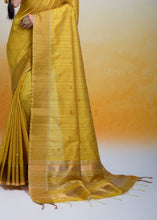 Load image into Gallery viewer, Mustard Yellow Zari Woven Cotton Silk Saree