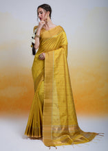 Load image into Gallery viewer, Mustard Yellow Zari Woven Cotton Silk Saree