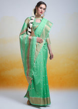 Load image into Gallery viewer, Sea Green Zari Woven Cotton Silk Saree