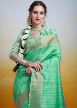 Load image into Gallery viewer, Sea Green Zari Woven Cotton Silk Saree