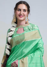 Load image into Gallery viewer, Sea Green Zari Woven Cotton Silk Saree