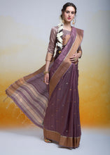 Load image into Gallery viewer, Plum Purple Zari Woven Cotton Silk Saree