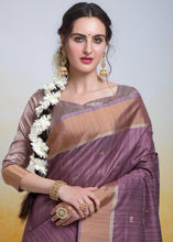 Load image into Gallery viewer, Plum Purple Zari Woven Cotton Silk Saree