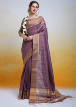 Load image into Gallery viewer, Plum Purple Zari Woven Cotton Silk Saree