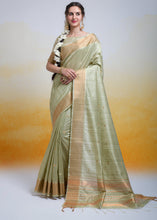 Load image into Gallery viewer, Oat Brown Zari Woven Cotton Silk Saree