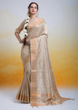 Load image into Gallery viewer, Oat Brown Zari Woven Cotton Silk Saree