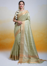 Load image into Gallery viewer, Pistachio Green Zari Woven Cotton Silk Saree