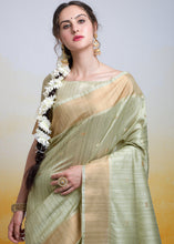 Load image into Gallery viewer, Pistachio Green Zari Woven Cotton Silk Saree