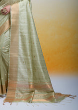 Load image into Gallery viewer, Pistachio Green Zari Woven Cotton Silk Saree